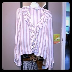 White striped flow Top Blouse